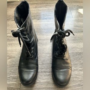Steve Madden Black Leather Combat Boots  Women’s Size 12